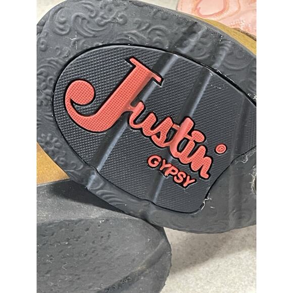 Justin Pink Gypsy Cowboy Western Boots Women's Sz 7.5 B Brown Leather L9901 - Picture 8 of 10